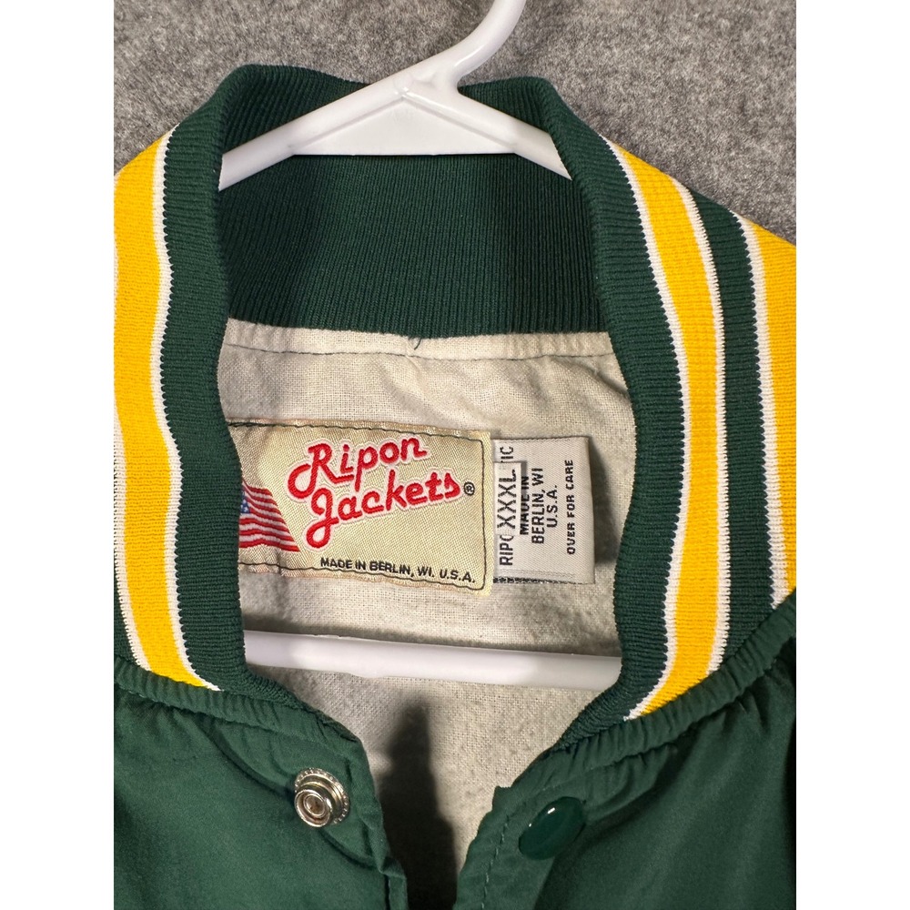 Ripon Jackets Mens Green Yellow Stripe Letterman Style Bomber Jacket XXXL USA‎ - Picture 2 of 10